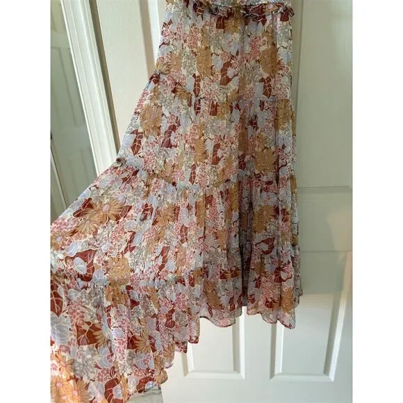 ASTR The Label Women's XS Floral Smocked Tiered Midi Dress Multicolor‎ - Picture 5 of 11